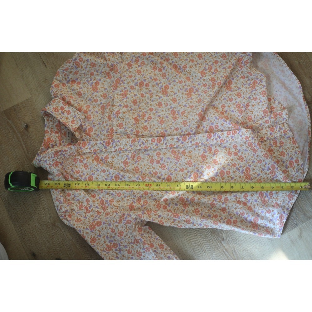 LL Bean Womens Floral Button Down Shirt Long Sleeve Orange Purple Cottagecore - Picture 7 of 9